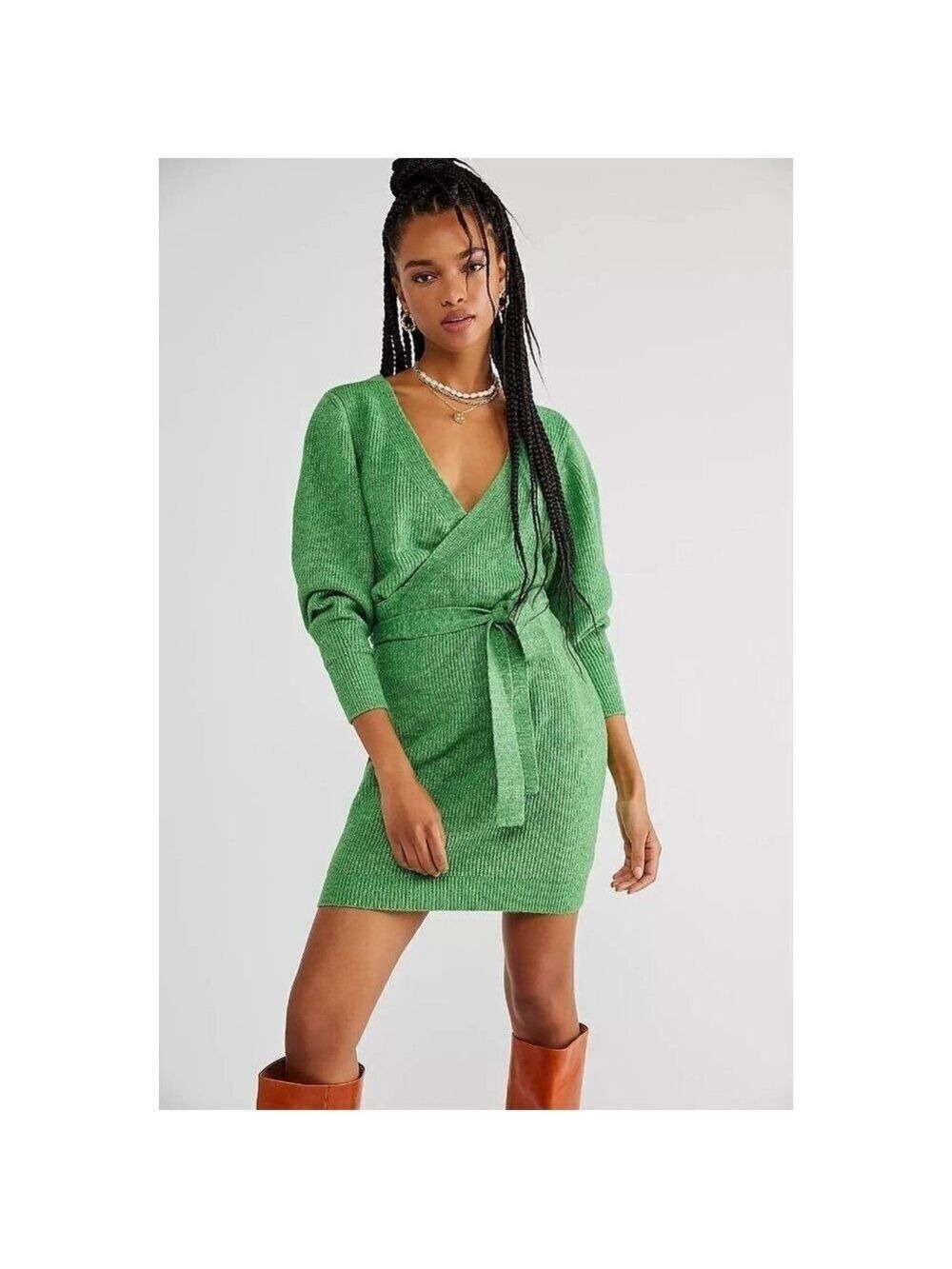 FREE PEOPLE Sienna Green Wrap Dress Small NWT